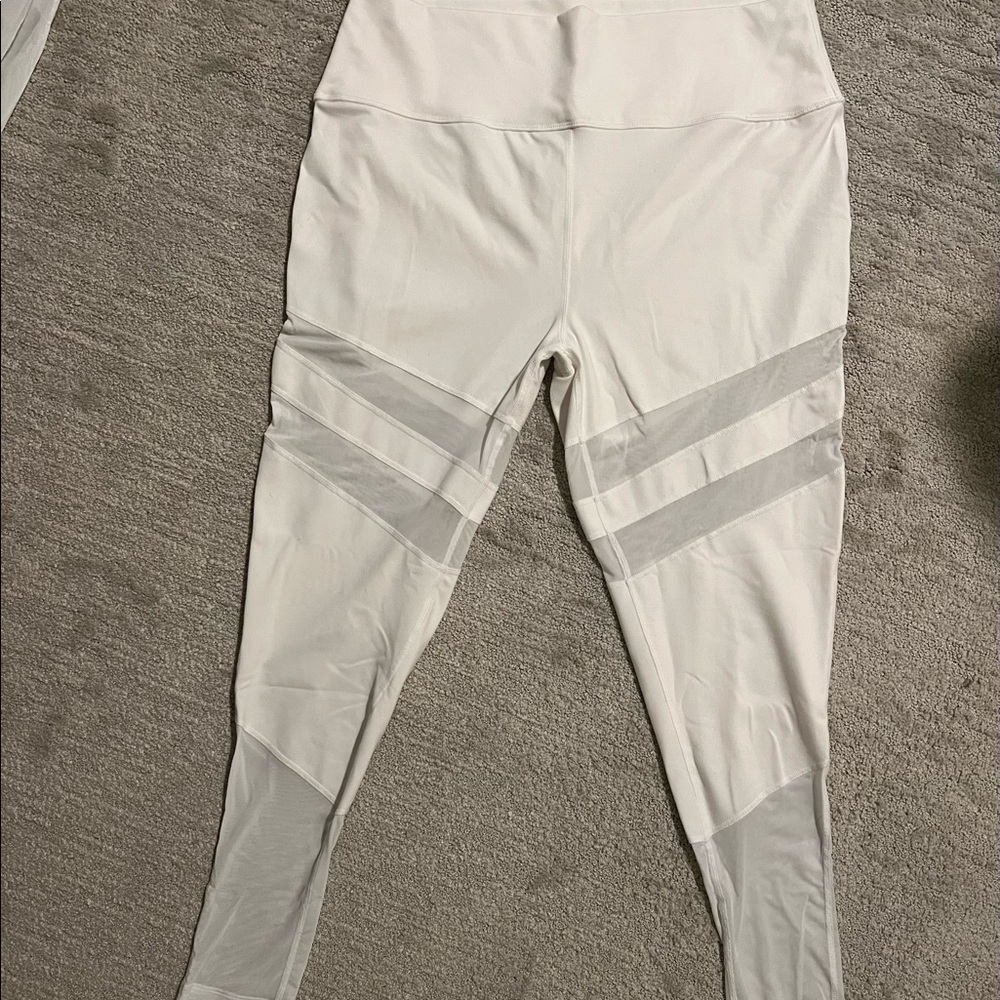PopFlex Highness Legging (discontinued) size 12 Semi-mesh in Cloud (white)
